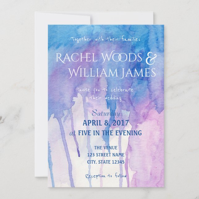Blue & Purple Watercolor | Wedding Invitation (Front)