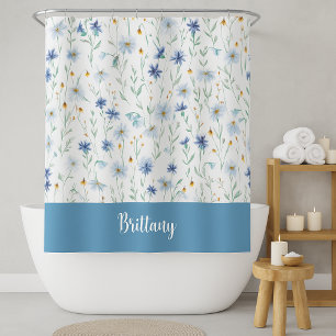 Blue Purple Watercolor Wildflower Monogram