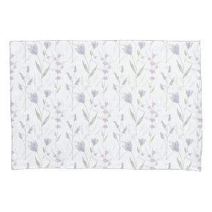 Blue Purple Watercolor Wildflower  Pillowcase