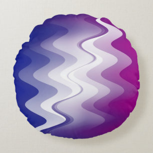 Blue purple white round pillow