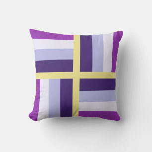 Blue Purple White Yellow Throw Pillow