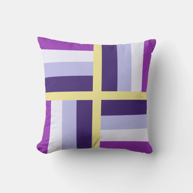 Blue Purple White Yellow Throw Pillow (Front)