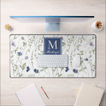 Blue Purple Wildflower Monogram Name Desk Mat<br><div class="desc">This monogram name blue wildflower pattern would look beautiful in your home,  accessorizing your living space to new a new heightened look. If you would like to personalize this product,  please contact the designer.</div>
