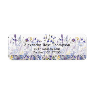 Blue Purple Wildflower Watercolor Return Address