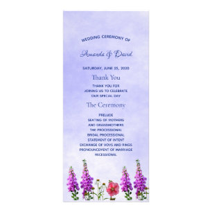 Blue purple wildflowers wedding program
