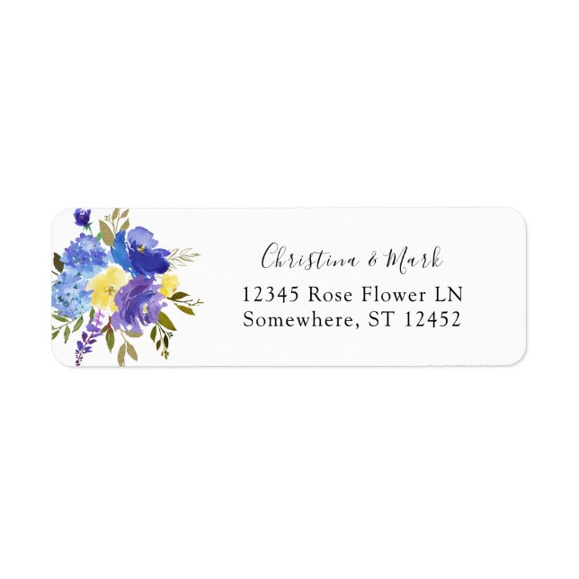 Blue Purple & Yellow Floral Return Address (Front)