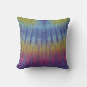 Blue Purple Yellow Tie Dye American MoJo Pillow