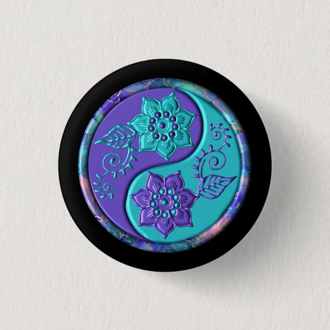 Blue & Purple Yin Yang 1 Inch Round Button (Front)