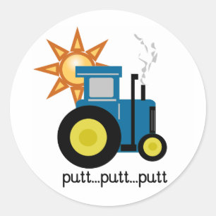 Blue Putt Putt Tractor Classic Round Sticker