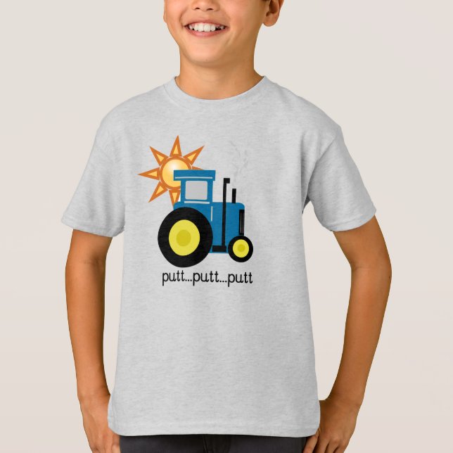 Blue Putt Putt Tractor T-Shirt (Front)