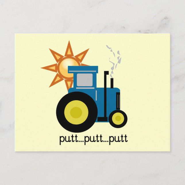 Blue Putt Putt Tractor Tshirts and Gifts Postcard (Front)