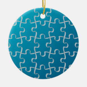 Blue puzzle pattern ceramic ornament