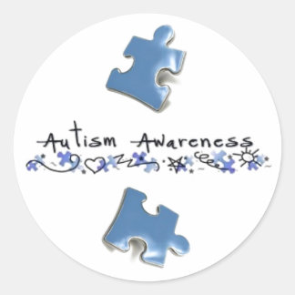 Blue Puzzle Pieces - Autism Awareness Classic Round Sticker