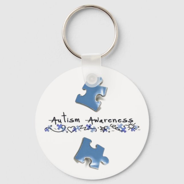 Blue Puzzle Pieces - Autism Awareness Keychain (Front)