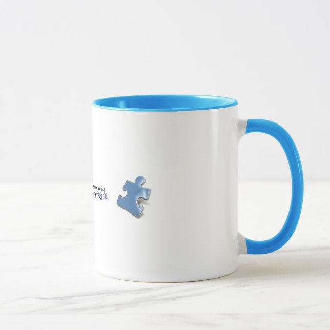 Blue Puzzle Pieces - Autism Awareness Mug (Right)