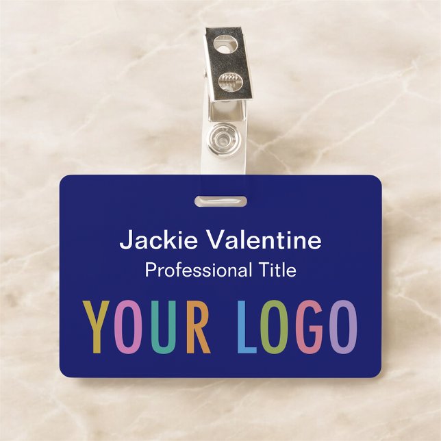 Blue PVC Name Badge with Clip Lanyard or Reel (MISOOK Blue Horizontal Name Badge with Logo)