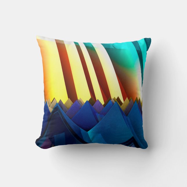 Blue Pyramids and Prism Throw Pillow (Front)