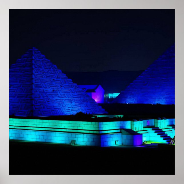 Blue pyramids design  poster (Front)