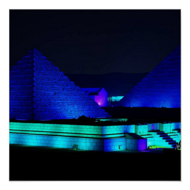 Blue pyramids design  poster (Front)