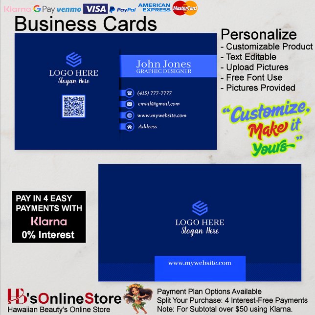 Blue QR Code Cartes de visite 21 Pack de 100 (Blue QR Code Business Cards 21 Pack of 100.)