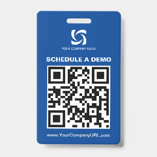 Blue QR Code Website Tradeshow Sign Badge