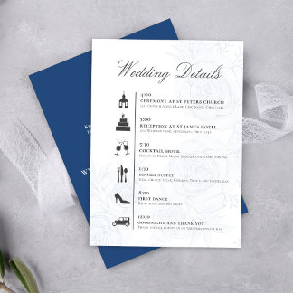 Blue QR Code Wedding Details Timeline Card