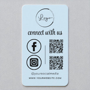 Blue QR Connect With Us Business Logo Social Media Card
