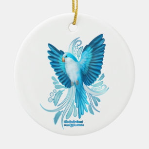 Blue Quaker Parrot Ceramic Ornament