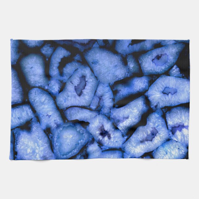 Blue Quartz Agate, blue Geodes, abstract pattern  Kitchen Towel (Horizontal)
