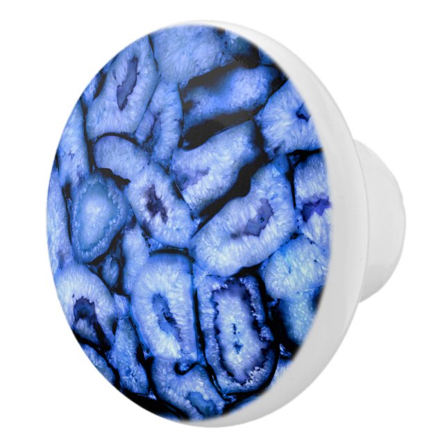 Blue Quartz Agate Geodes Ceramic Knob (Right)
