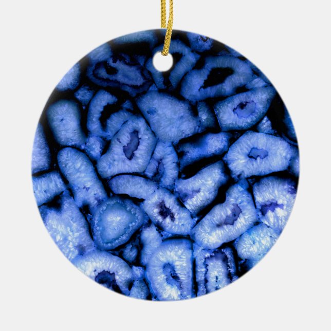 Blue Quartz Agate Geodes Ceramic Ornament (Front)