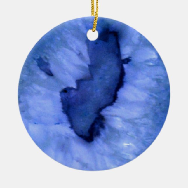 Blue Quartz Agate Geodes Ceramic Ornament (Front)