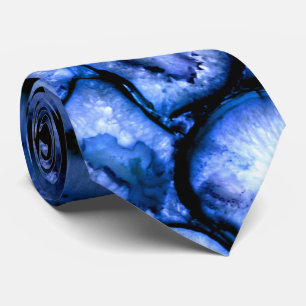 Blue Quartz Agate Geodes Tie