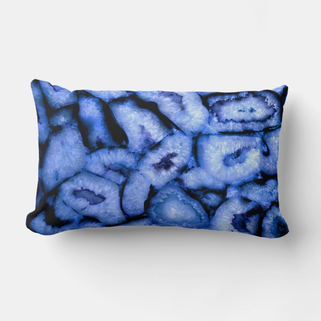Blue Quartz Blue Agate blue Geodes Lumbar Pillow (Front)
