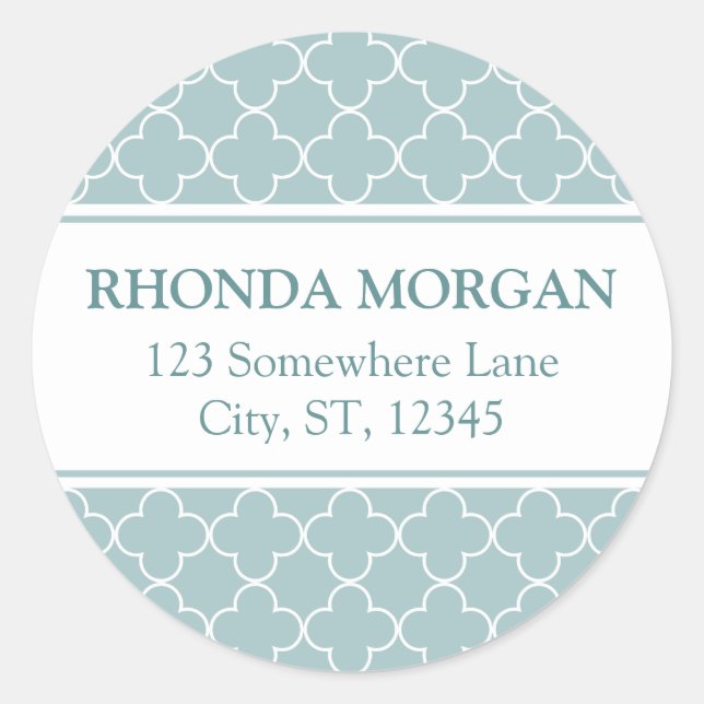 Blue Quatrefoil Address Labels (Front)