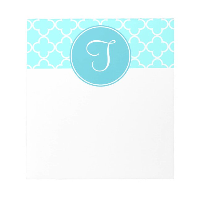 Blue Quatrefoil Monogram Notepad (Front)