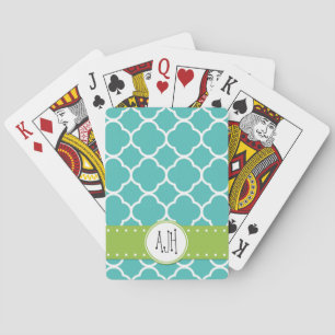 Blue Quatrefoil, Moroccan Trellis, Monogram Playing Cards