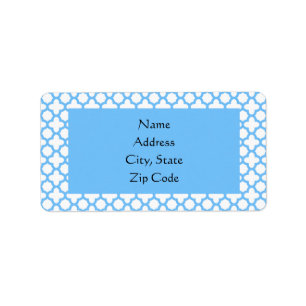 Blue Quatrefoil Pattern Label