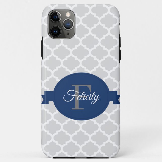 Blue Quatrefoil Personalized Case-Mate iPhone Case (Back)