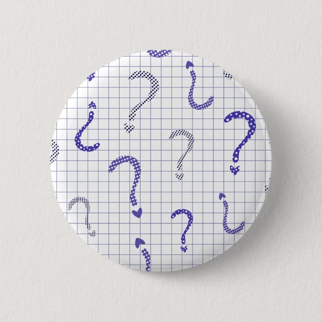 Blue question mark seamless pattern 2 inch round button (Front)