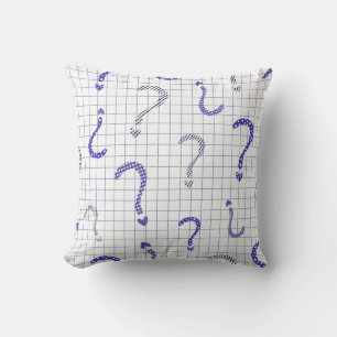 Blue question mark seamless pattern throw pillow