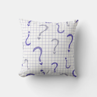 Blue question mark seamless pattern throw pillow
