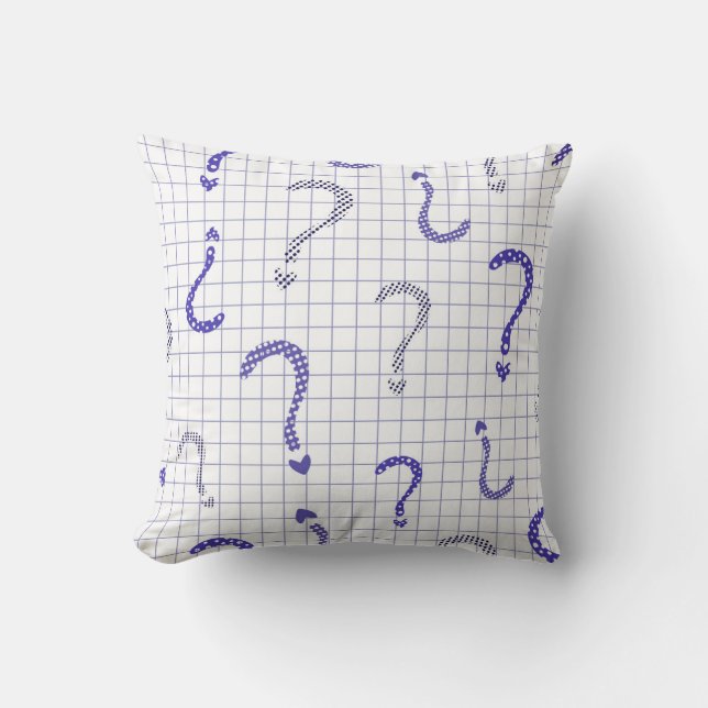 Blue question mark seamless pattern throw pillow (Front)
