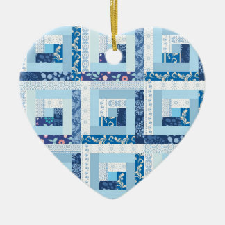 Blue Quilt Ceramic Ornament