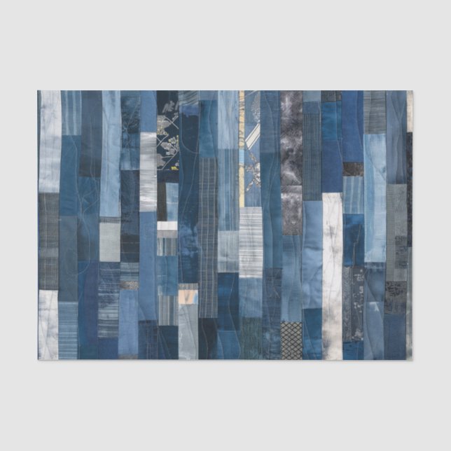 Blue Quilt Design Decoupage, Craft or Gift Tissue Paper (Front)