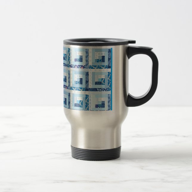 Blue Quilt Travel Mug (Right)