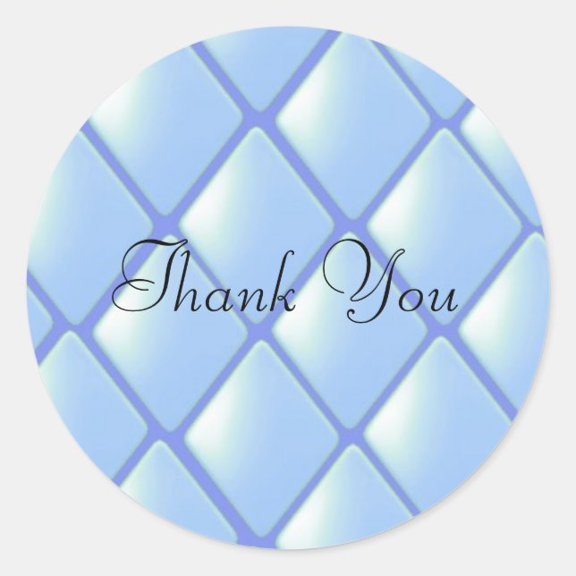 Blue Quilted Diamond Pattern Classic Round Sticker (Front)