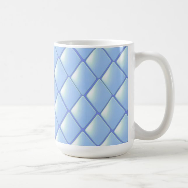 Blue Quilted Diamond Pattern Coffee Mug (Right)