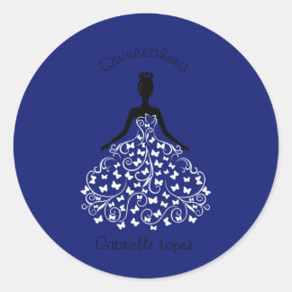 Blue Quinceanera Butterfly Gown Envelope Seals