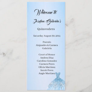Blue Quinceanera double side program card 